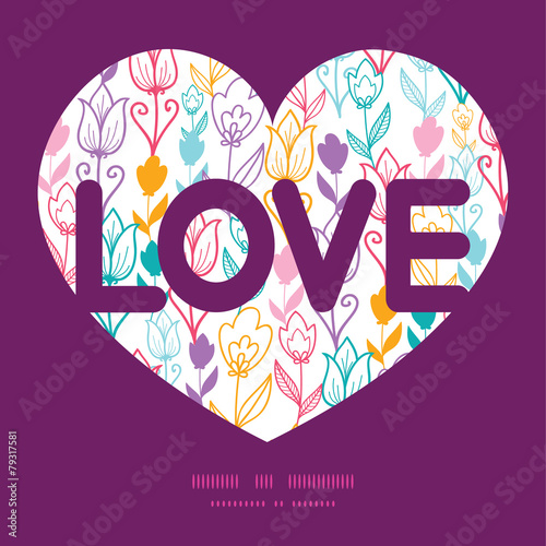 Vector colorful tulip flowers love text frame pattern invitation
