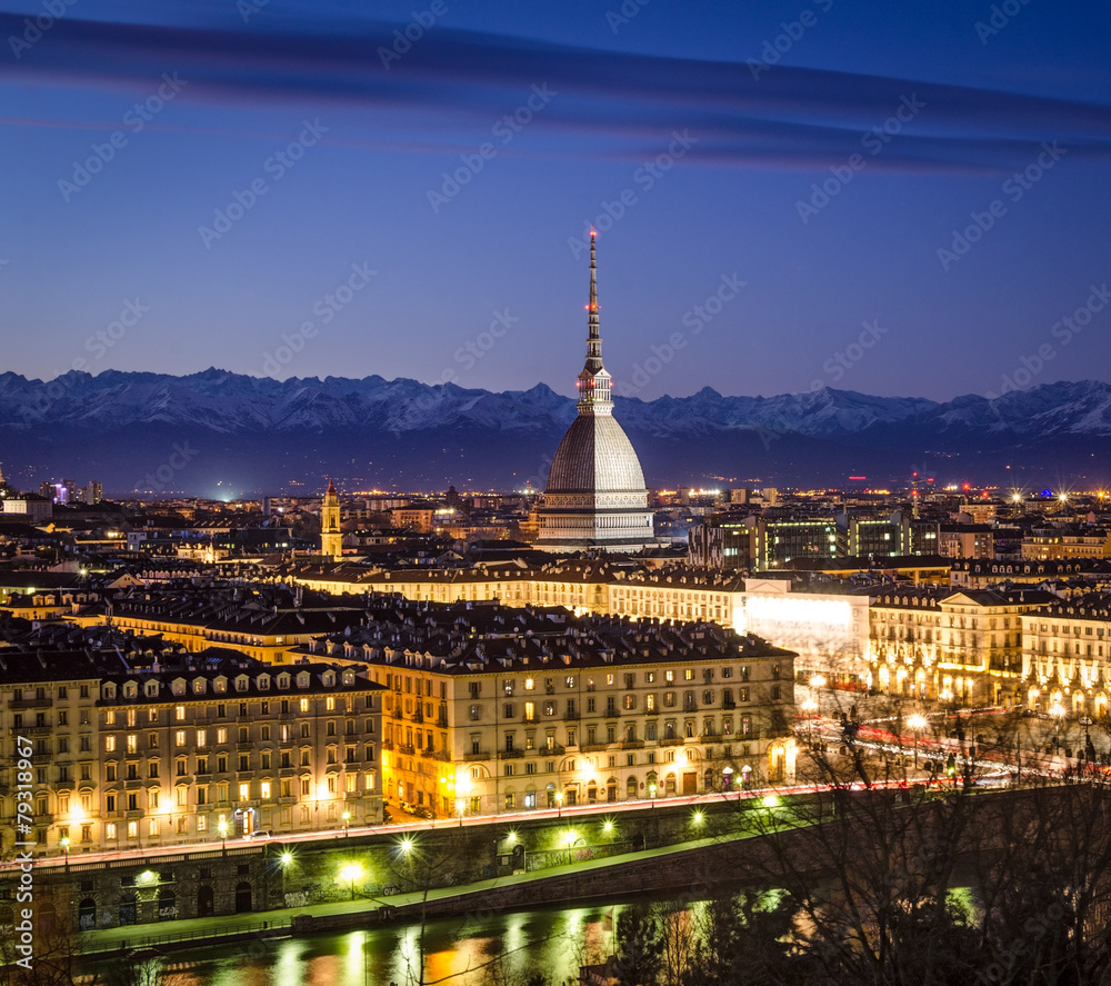 Turin (Torino), panorama with Mole Antonelliana