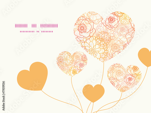 Fototapeta Naklejka Na Ścianę i Meble -  Vector warm flowers heart symbol frame pattern invitation