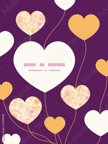 Vector warm flowers heart symbol frame pattern invitation