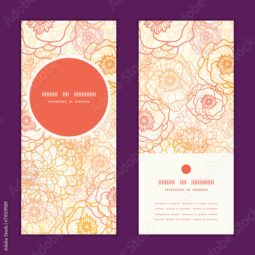 Fototapeta Naklejka Na Ścianę i Meble -  Vector warm flowers vertical round frame pattern invitation