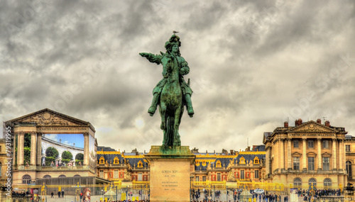 Statue of Louis XIV in front of the Palace of Versailles near Pa
