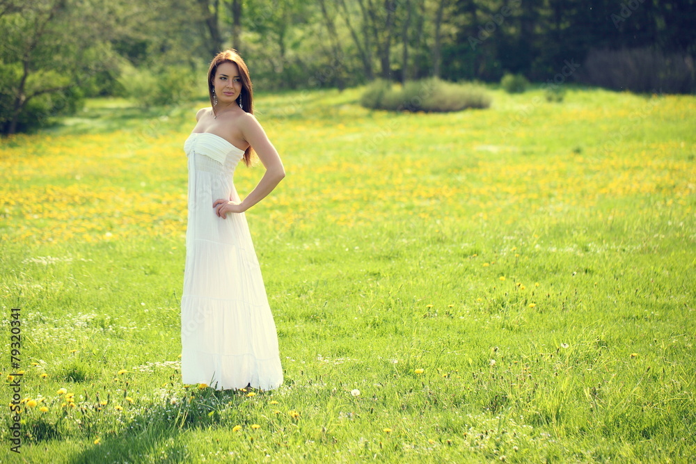 portrait of a beautiful girl on the nature