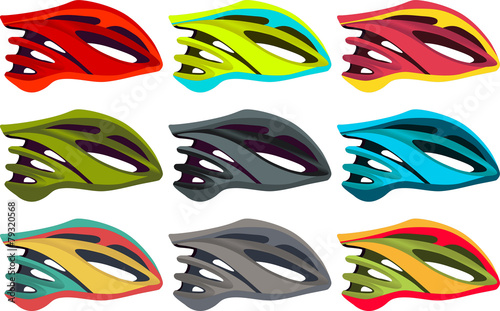 Colorful bike helmet vector pack
