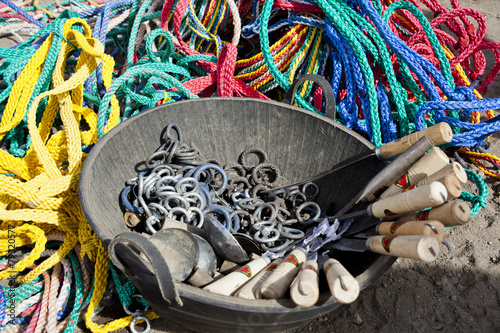 SAQUISILI, ECUADOR - MAY 18: Stall selling strings of different