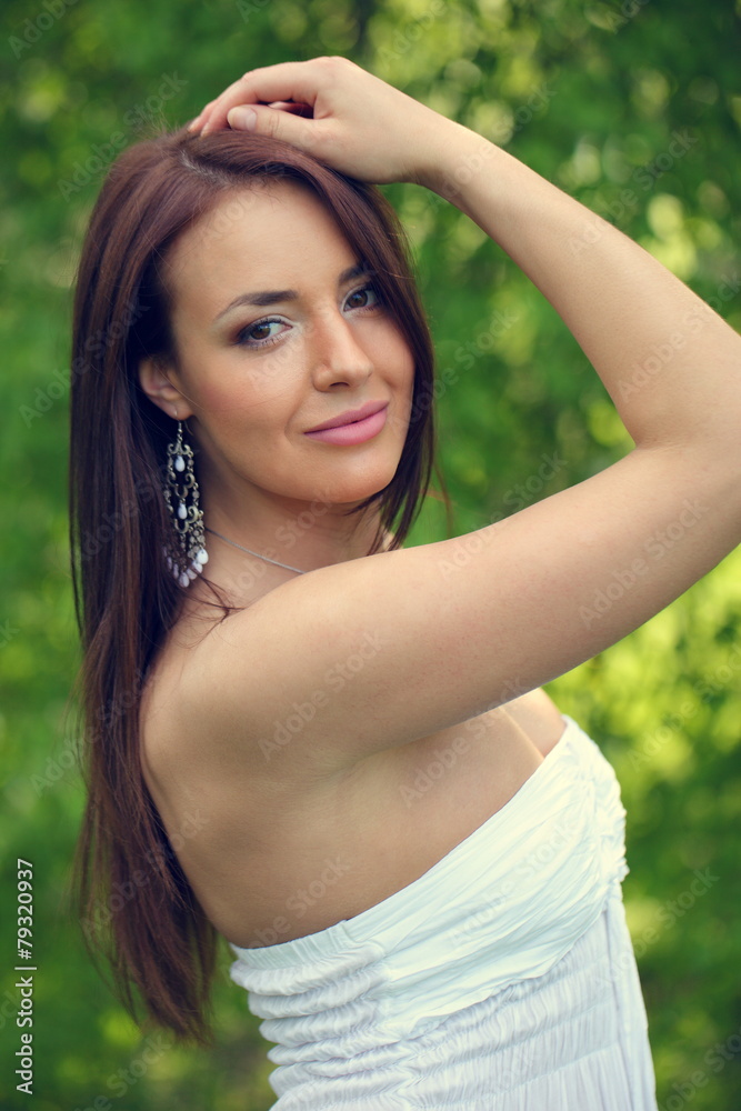 portrait of a beautiful girl on the nature portrait of a beautiful girl on the nature