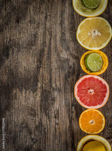 Fototapeta Naklejka Na Ścianę i Meble -  Set of sliced citrus fruits lemon, lime, orange, grapefruit with