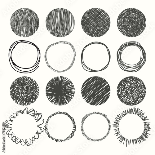 Set of hand drawn circles. Vector design elements