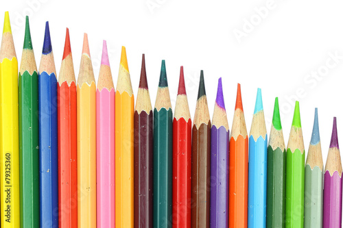 layout chart style colour pencils isolated on white background