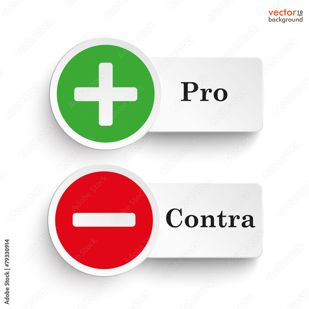 Pro Contra Round Icons Stock-Vektorgrafik
