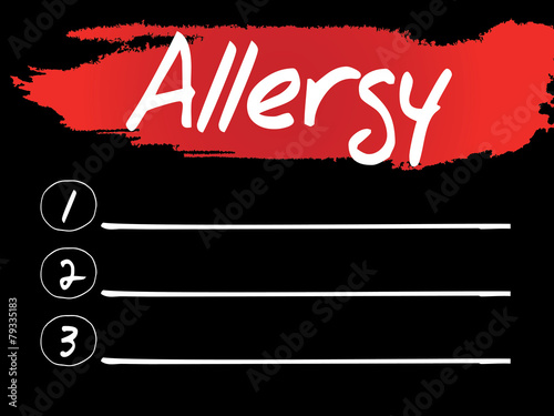 Allergy Blank List, vector concept background