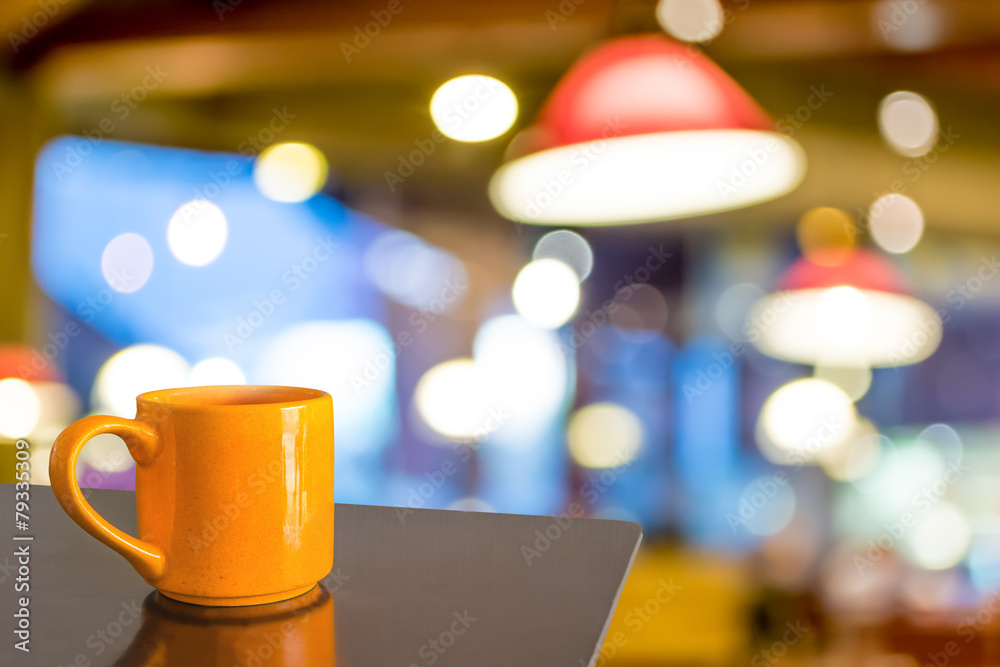 Coffee shop blur background with bokeh image.