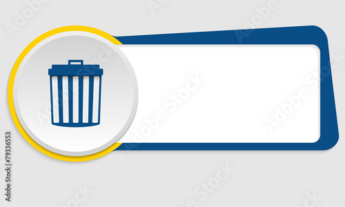 blue frame for text and symbol trashcan