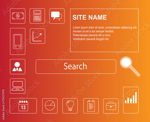 Beautiful website template for eshop or business with many icons