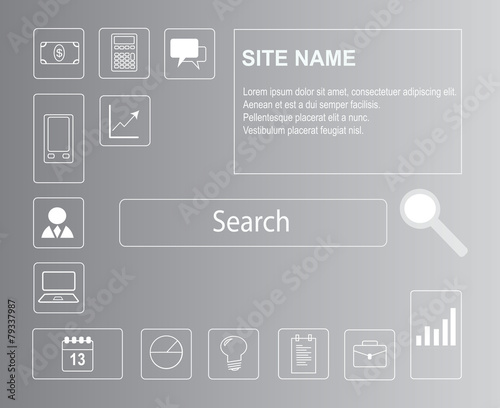 Beautiful website template for eshop or business with many icons