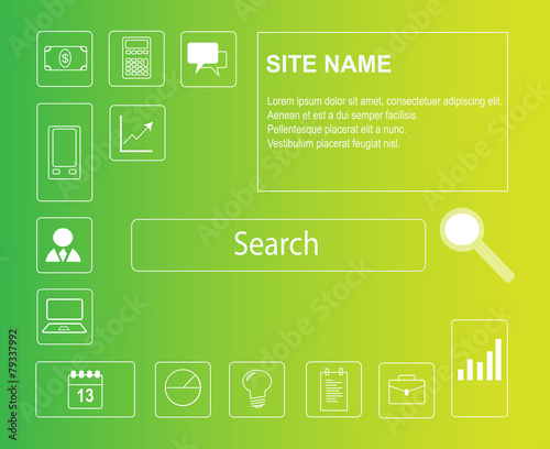 Beautiful website template for eshop or business with many icons