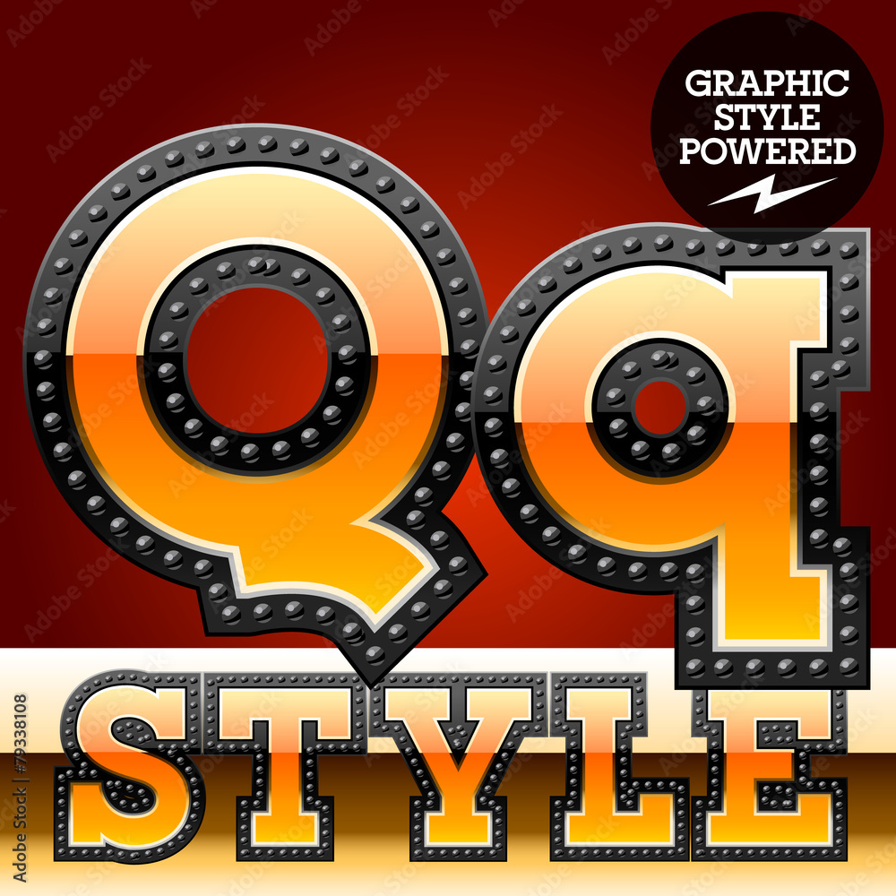 Industrial style orange font with rivet border. Letter Q Industrial style orange font with rivet border. Letter Q