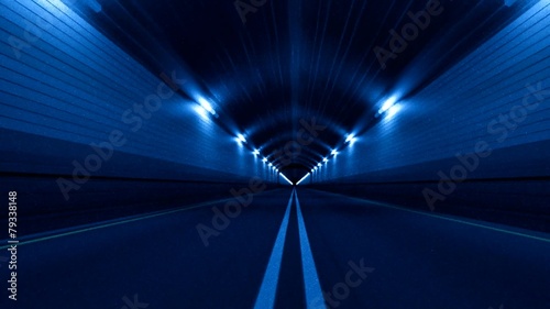 Tunnel Road Driving Fast Endless Seamless Loop Blue