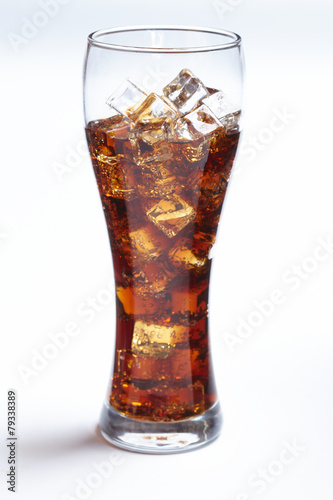 cola with ice cubes