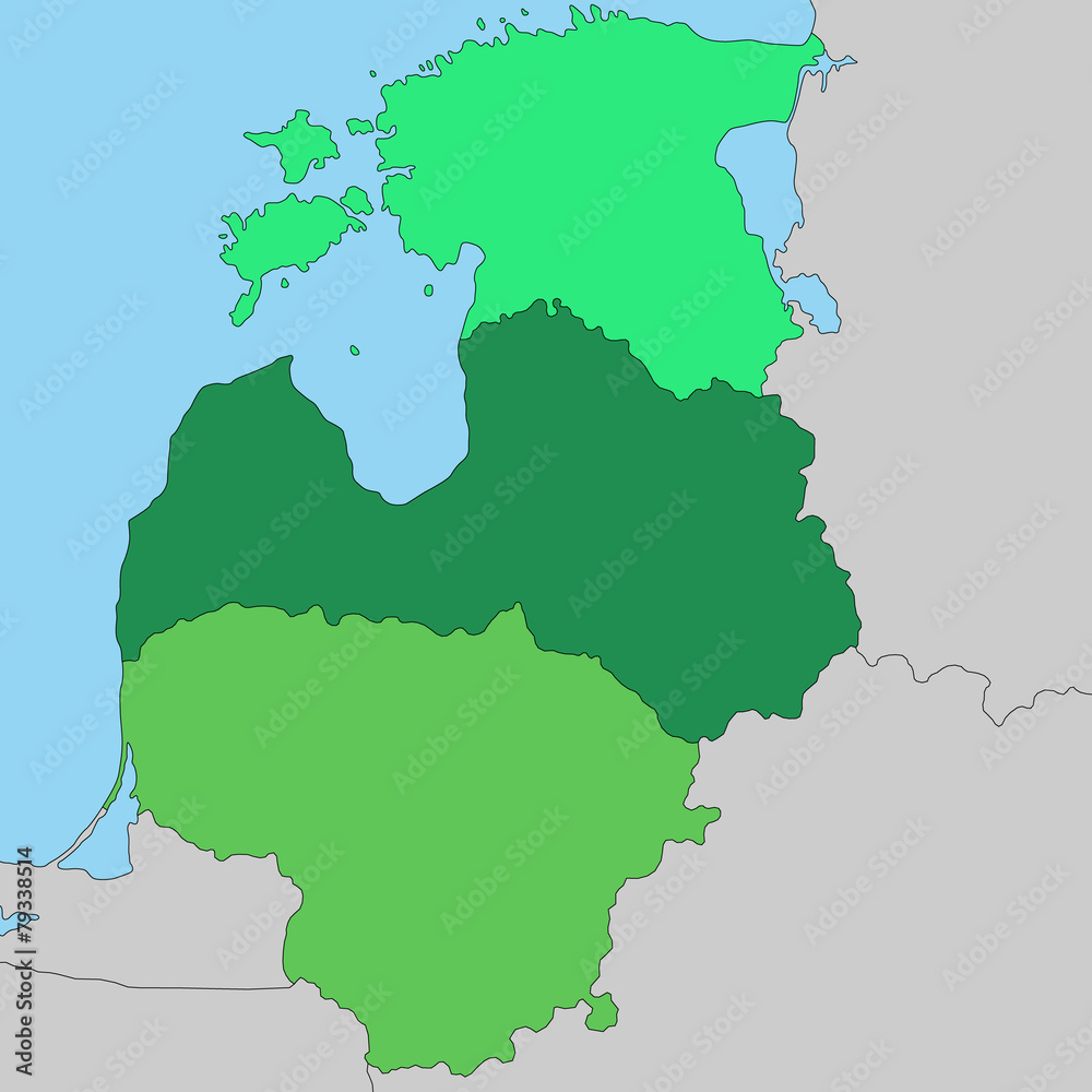 Länder des Baltikums (farbig)