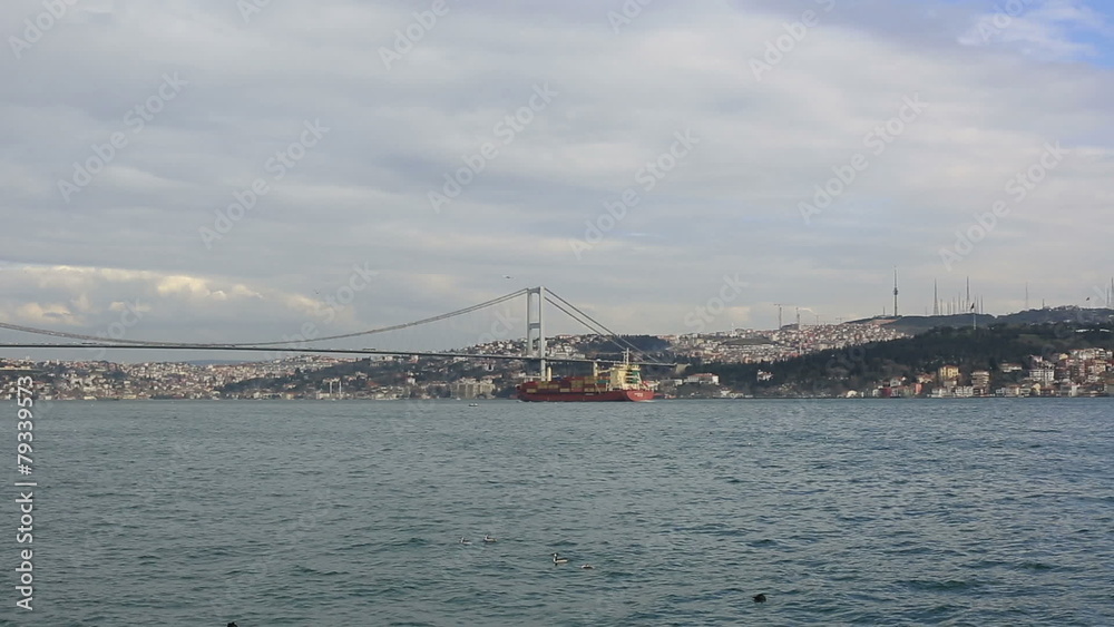 large container ship passing Bosphorus Istanbul Turkey large container ship passing Bosphorus Istanbul Turkey