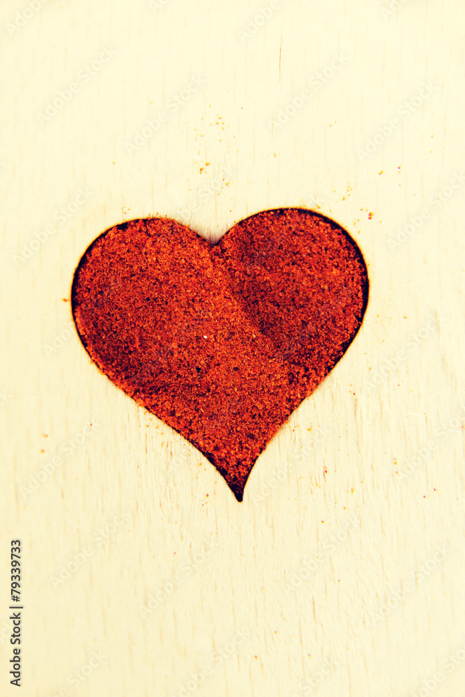 Heart shape made from spice.