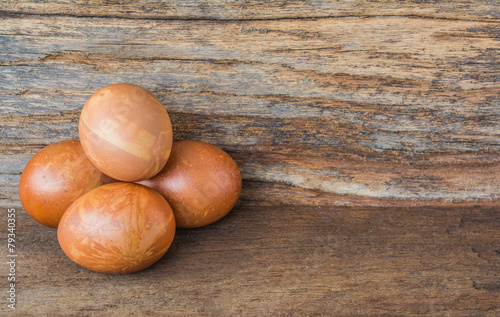 image of Easter eggs on wooden background