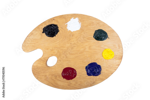 Artist's clean palette with oil paints.