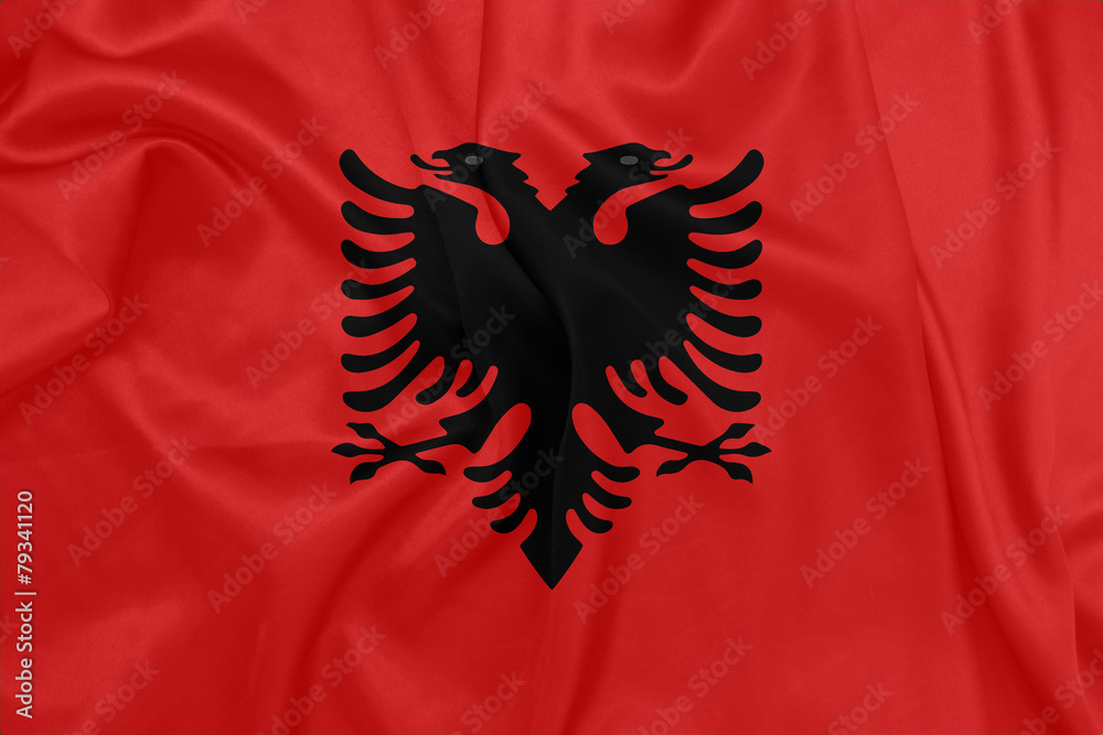 Albania - Waving national flag on silk texture Albania - Waving national flag on silk texture