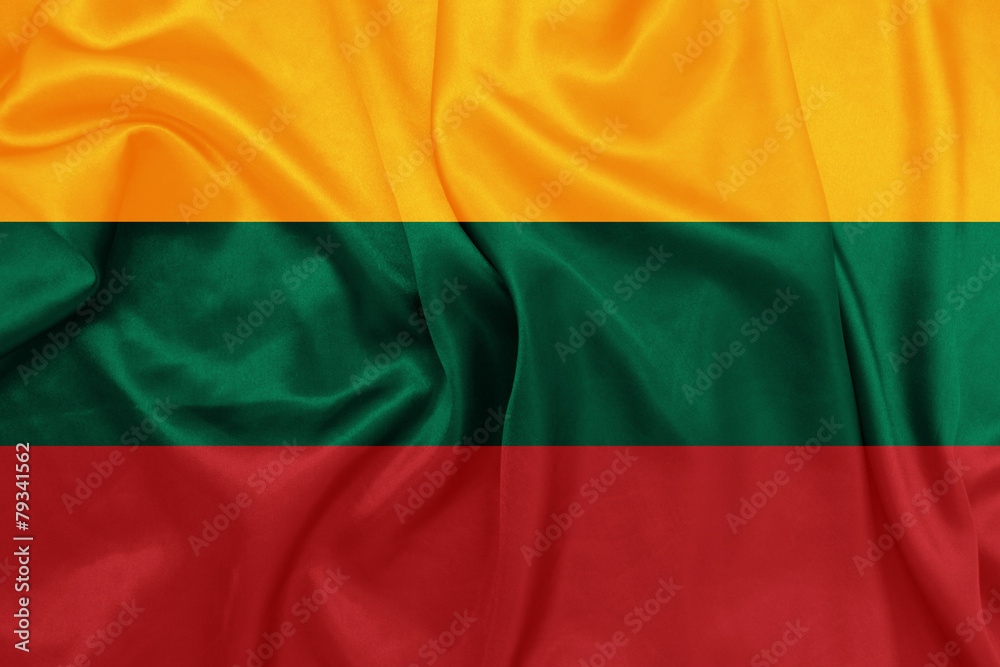 Obraz premium Lithuania - Waving national flag on silk texture