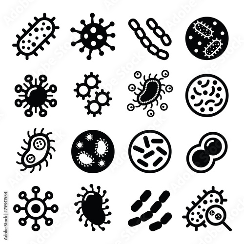 Bacteria, superbug, virus icons set photo
