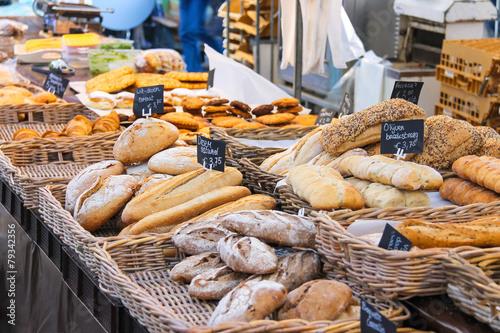 Selling bread on the Dutch market, the Netherlands