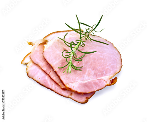 Ham smoked slices with rosemary