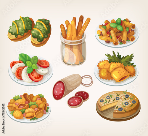 Italian food and meals.