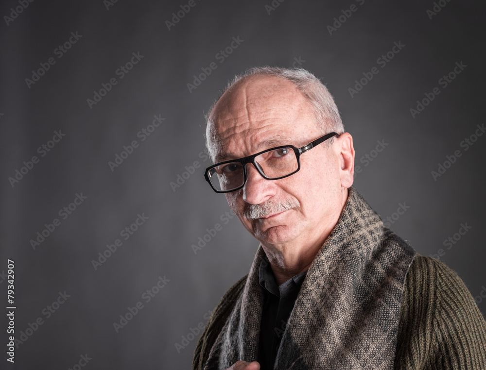 Smiling elderly man in glasses Smiling elderly man in glasses