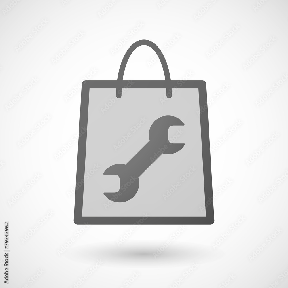 Shopping bag icon with a wrench Shopping bag icon with a wrench