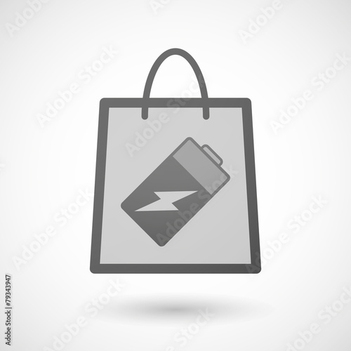 Shopping bag icon with a battery