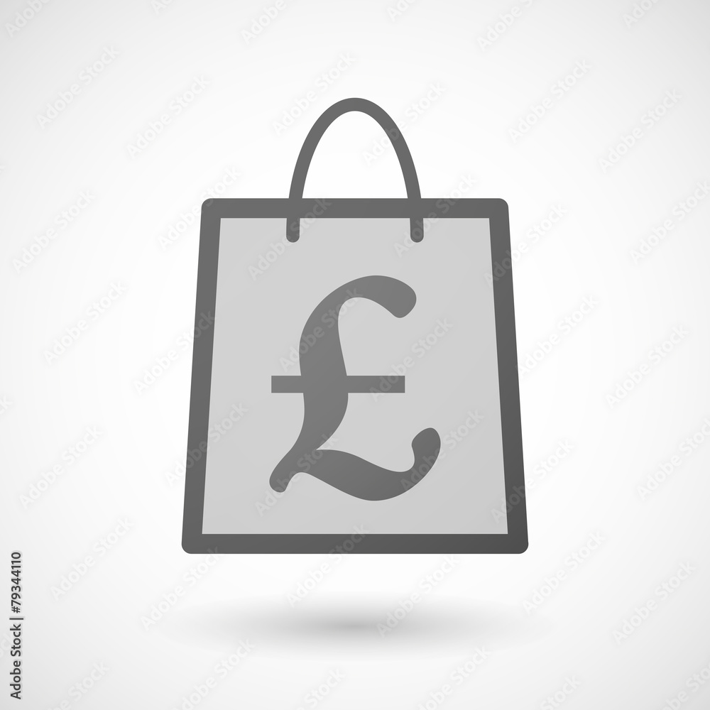 Shopping bag icon with a pound Shopping bag icon with a pound