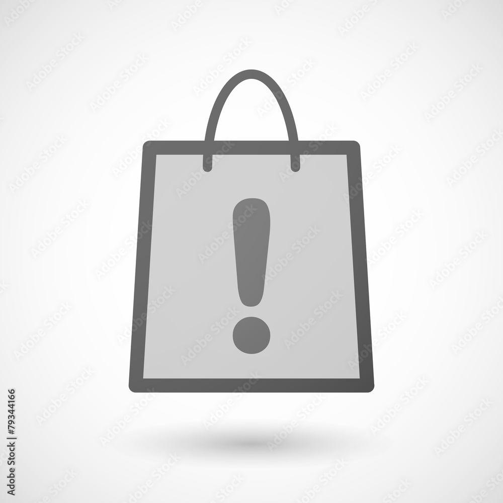 Shopping bag icon with an exclamation sign Shopping bag icon with an exclamation sign