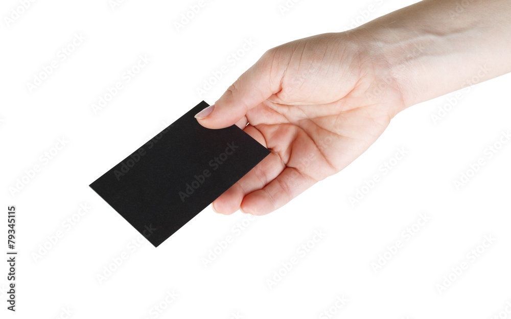 Business card in hand