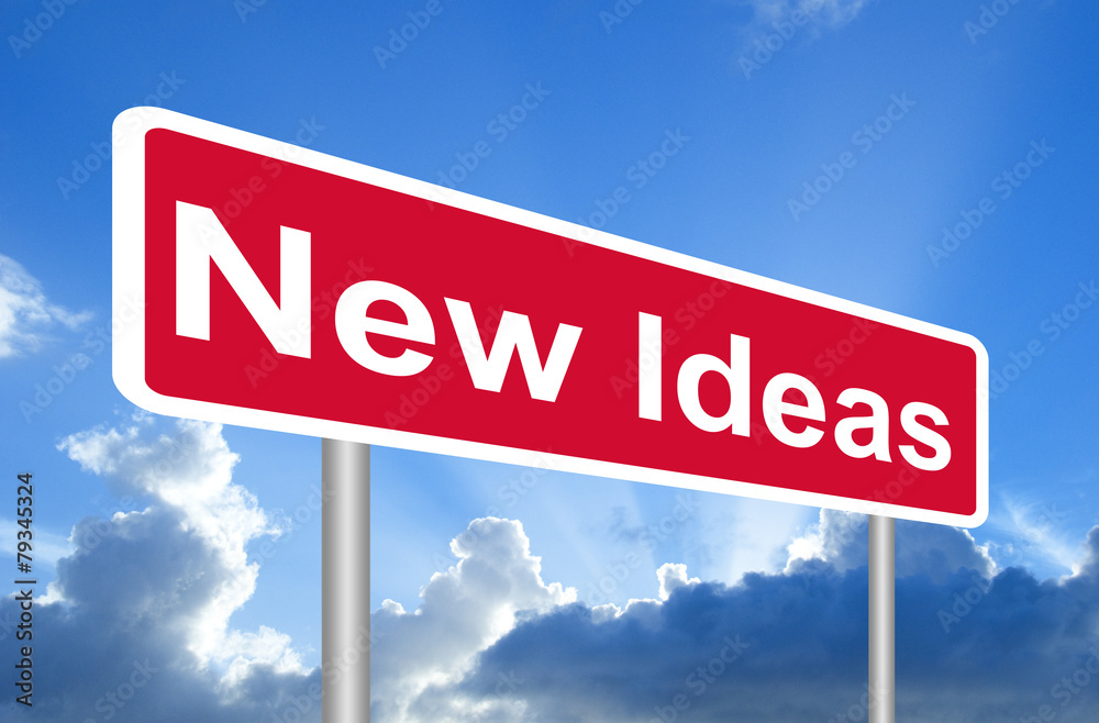 New Ideas road sign on blue sky with clouds and clipping path New Ideas road sign on blue sky with clouds and clipping path