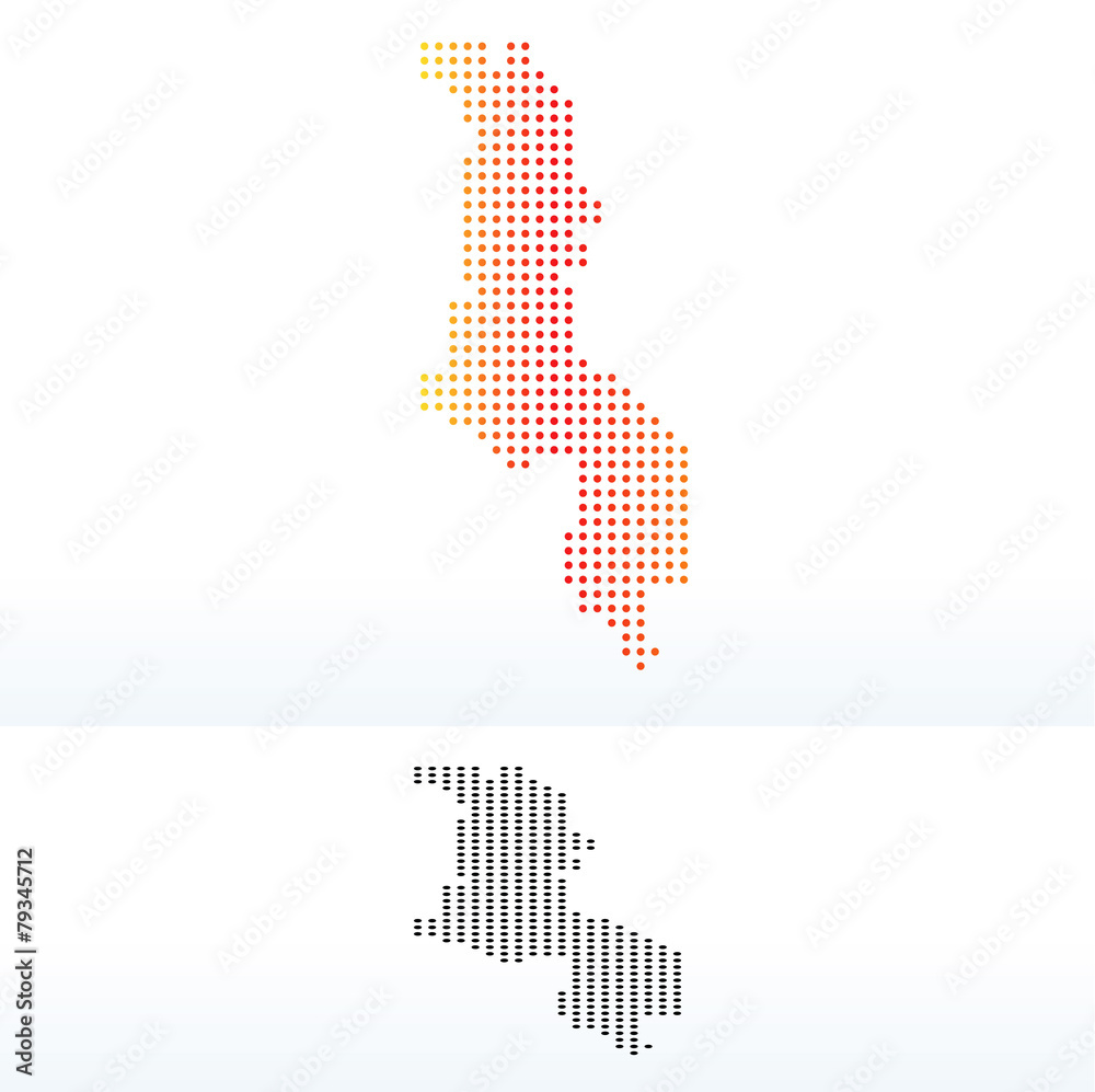 Map of Malawi with Dot Pattern