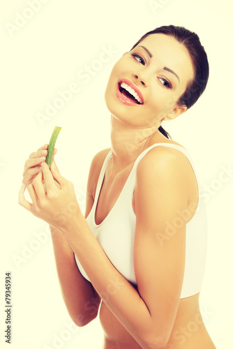 Beautiful woman with aloe vera.