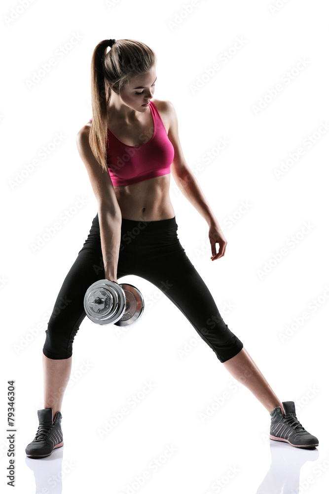 Caucasian female model with muscular fit and slim body Caucasian female model with muscular fit and slim body
