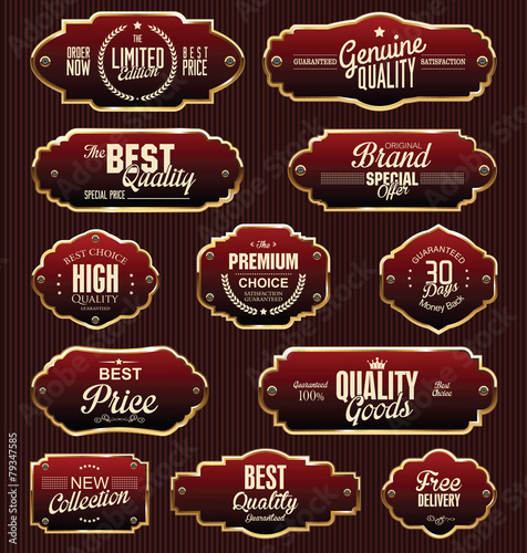 Metal plates premium quality gold and red collection