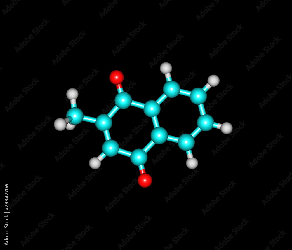 Menadione molecule isolated on black