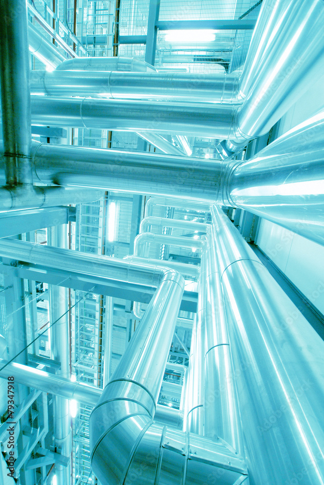Industrial zone, Steel pipelines, valves and cables Industrial zone, Steel pipelines, valves and cables