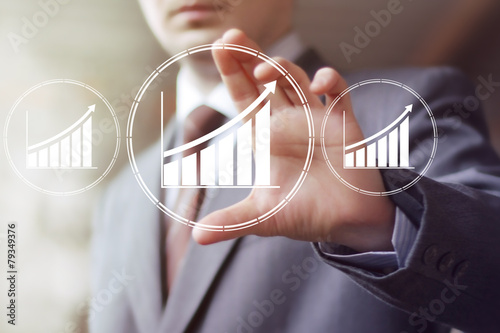 Man with chart business web diagrams icon.