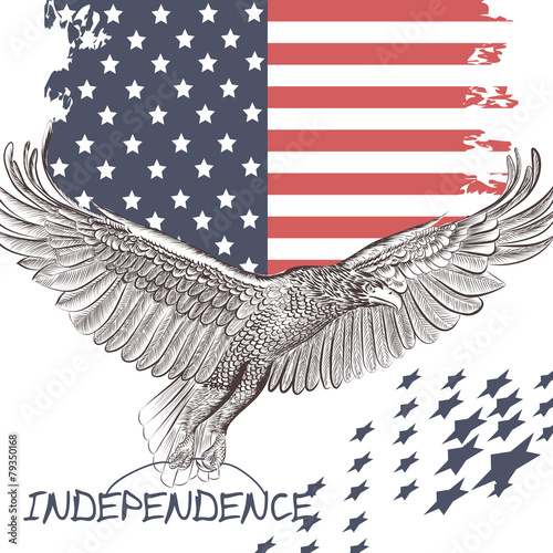 Fashion trendy background USA flag and eagle symbol of independe