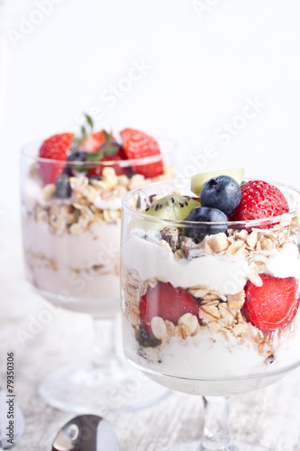 muesli with fruits yogurt